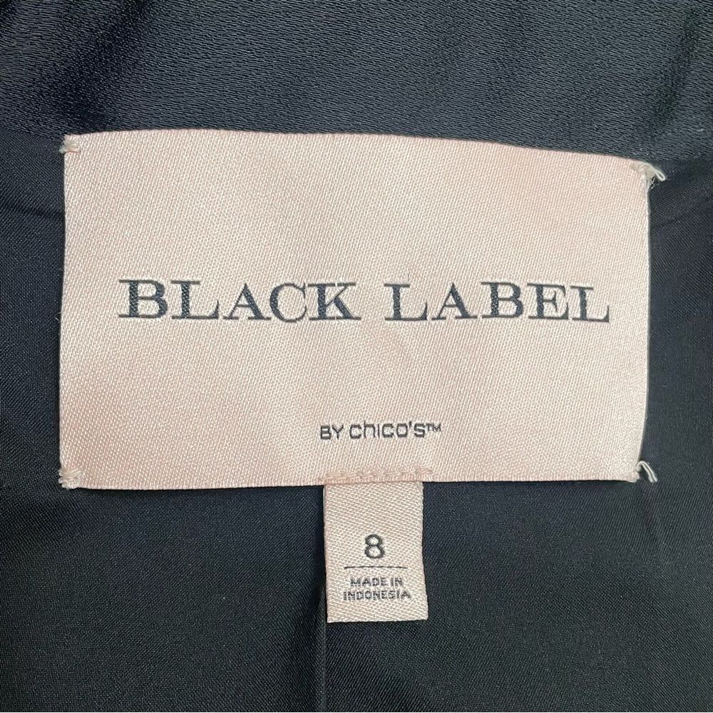 Chico’s Black Label Matte Black Satin Single Button Tuxedo Blazer Women’s Size 8 - Picture 9 of 13